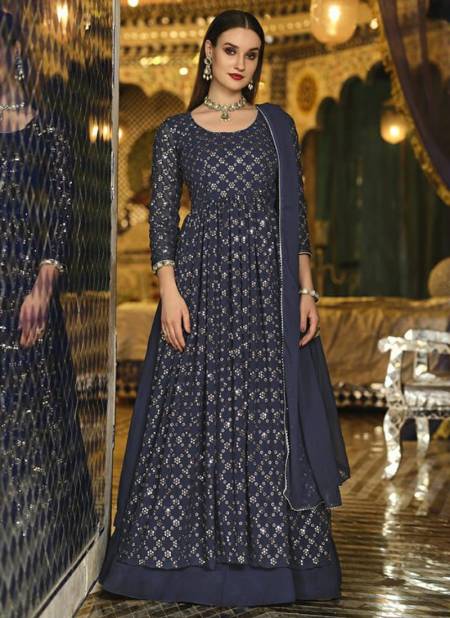Blue Colour SENHORA MIR 33 Designer Wedding Wear Heavy Georgette Top Skirt With Dupatta Collection 2046